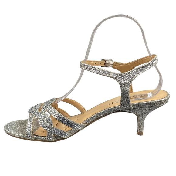 Badgley Mischka Women's Silver Metallic Strappy Heels Size US 7 - Picture 2 of 12